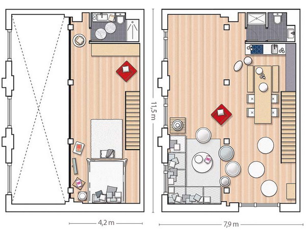 5 căn loft đẹp ở Mandrit và Barcelona - Tây Ban Nha-mặt bằng căn hộ